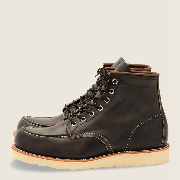 Mens Red Wing Classic Moc - 6-inch Rough & Tough Leather - Heritage Boots Dark Grey - SEM451380